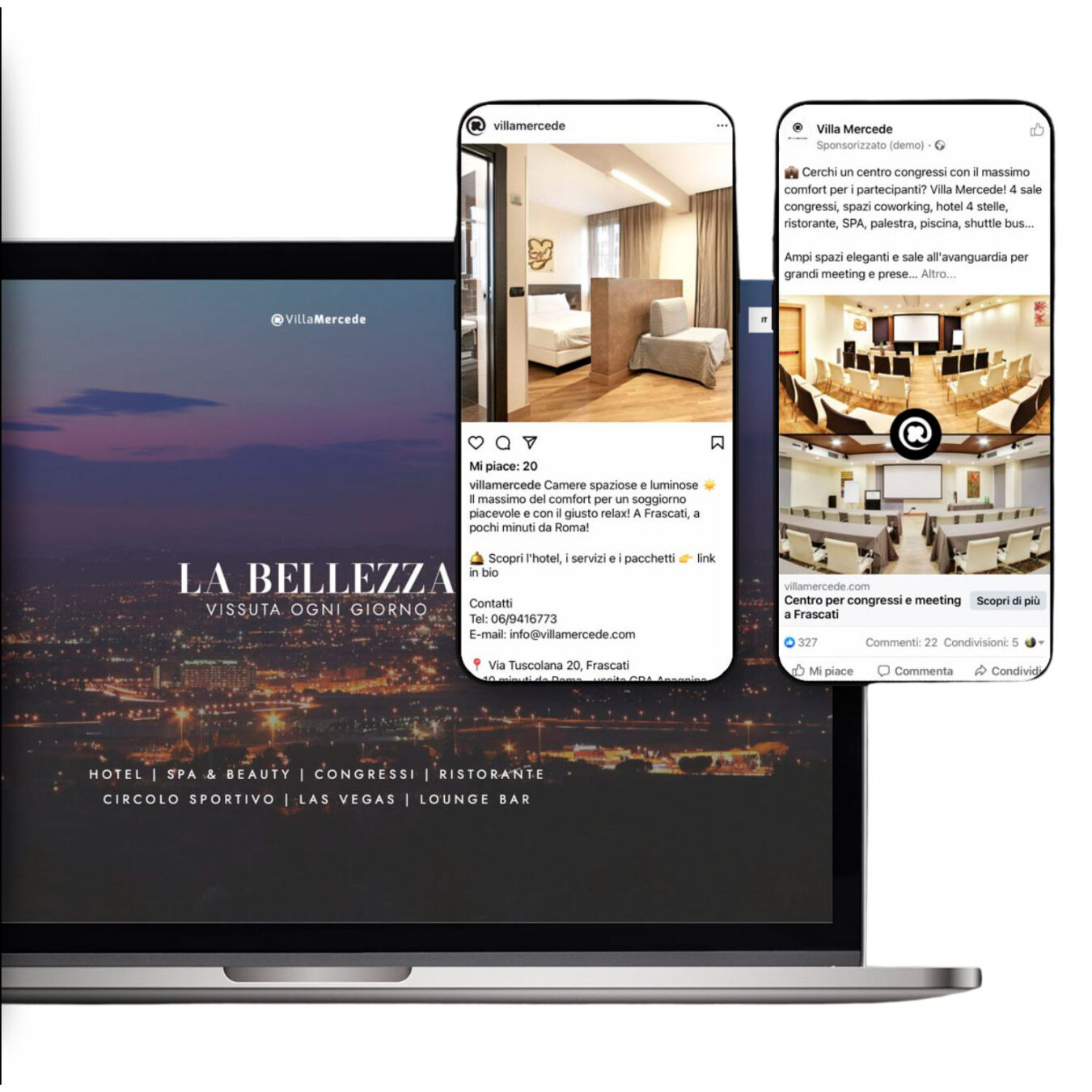 progetto di marketing per hotel, villa mercede Frascati